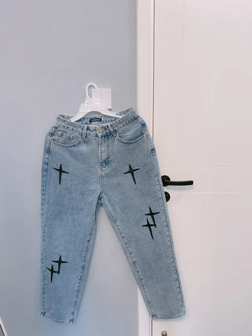 Prints Jeans Men 2023 New Streetwear Baggy Wide Leg Jeans - Image 15