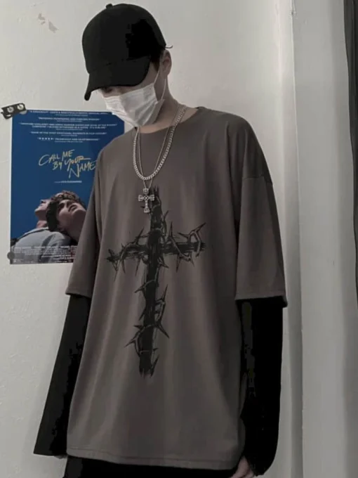 anime casual Long Sleeved Oversized T-Shirt Harajuku Streetwear Academia - Image 5