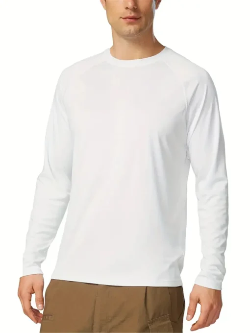 Men's Solid Casual Long Sleeve Tees UV Sun Protection - Image 2