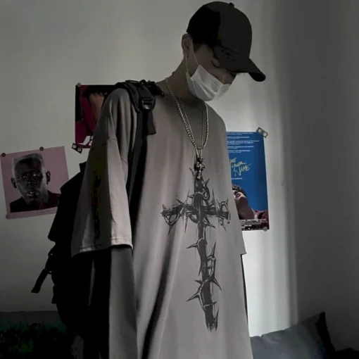 anime casual Long Sleeved Oversized T-Shirt Harajuku Streetwear Academia - Image 3