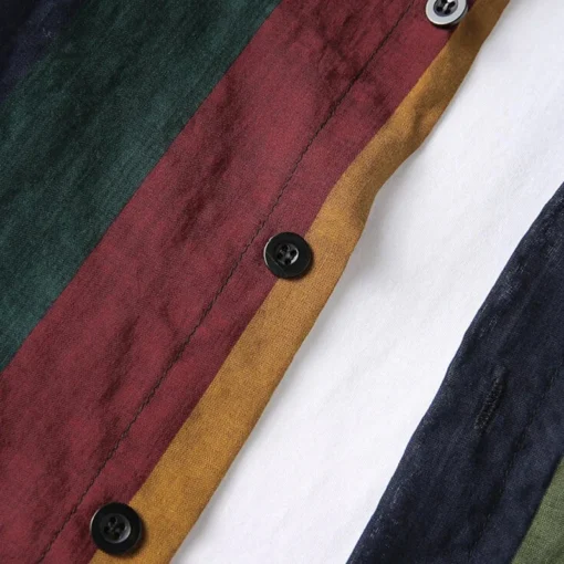 Colorful Vertical Stripes Loose Long Sleeve Shirt - Image 5