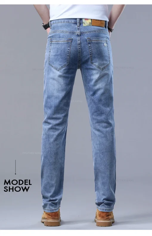 Spring Men's Light Blue Slim Jeans - Image 16