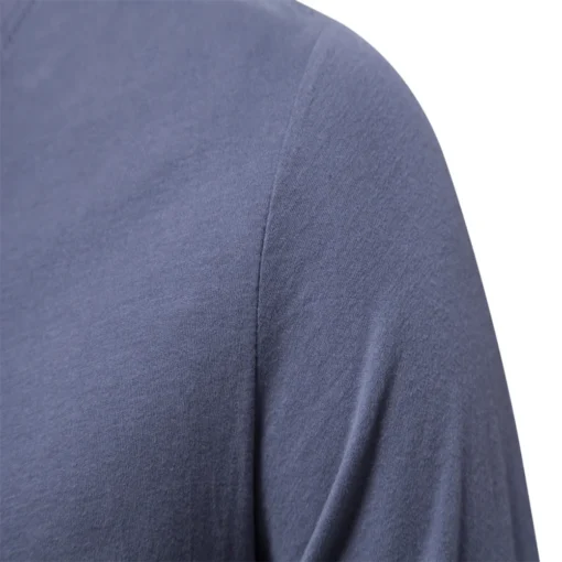 100% Cotton Long Sleeve  Solid Spring Casual Men's T-shirts - Image 17