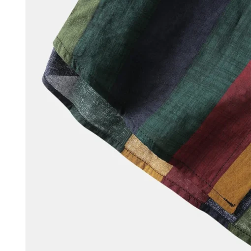 Colorful Vertical Stripes Loose Long Sleeve Shirt - Image 6