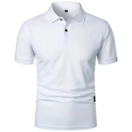 Men's Solid Color Polo Shirt Short Sleeve Lapel Button - Image 12