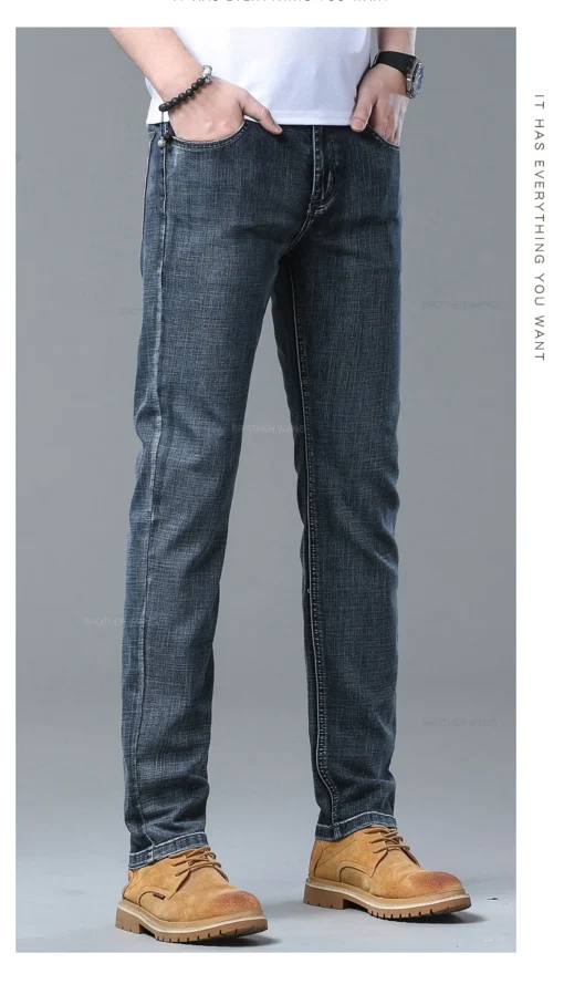 Spring Men's Light Blue Slim Jeans - Image 18