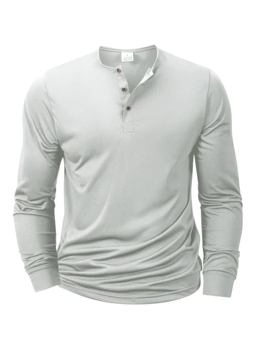 Long Sleeved Henley Neck Shirt - Image 4