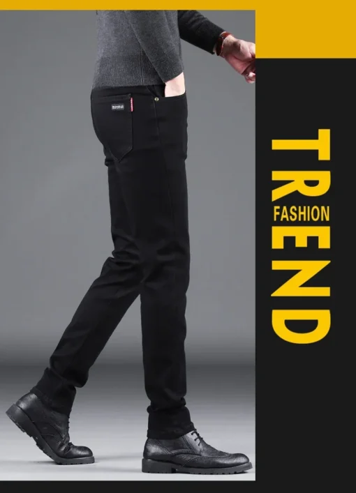 Men's Pure Black Slim Jeans - Image 12