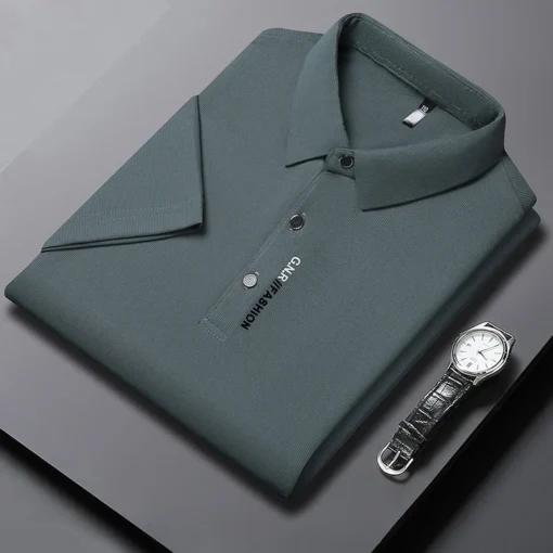 Men's Short Sleeve Solid Color Polo Shirt - Image 11