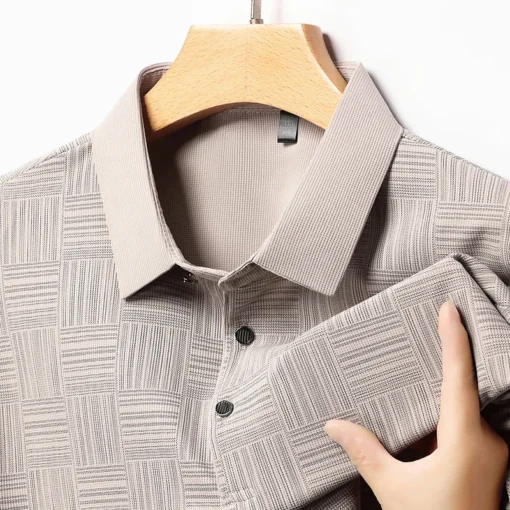 2024 Men's New Printed Business Casual Short sleeved POLO Shirt
