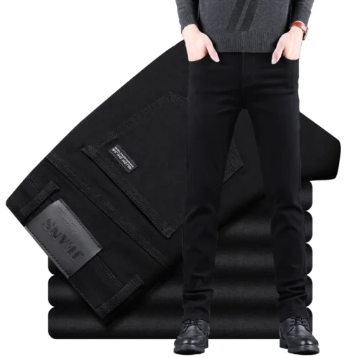 Men's Pure Black Slim Jeans - Image 7