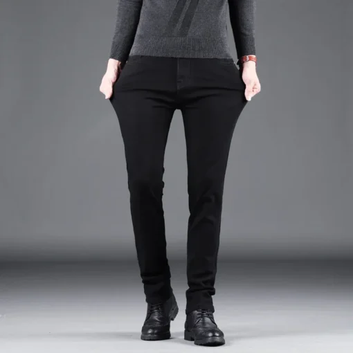 Men's Pure Black Slim Jeans - Image 3