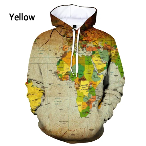 Men  World Map 3d Printed Hoodie - Image 3