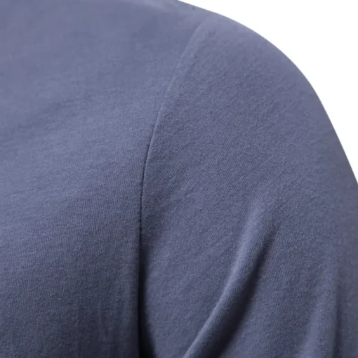 100% Cotton Long Sleeve  Solid Spring Casual Men's T-shirts - Image 3