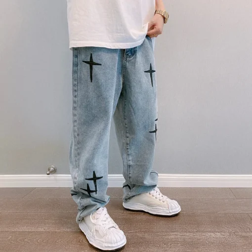 Prints Jeans Men 2023 New Streetwear Baggy Wide Leg Jeans - Image 17