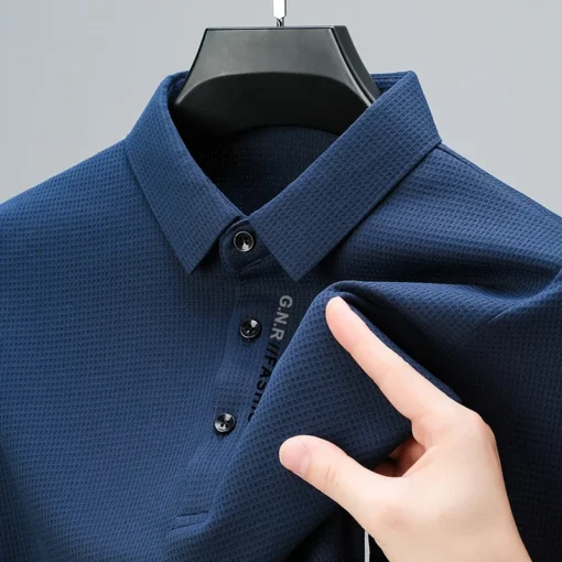 Men's Waffle Long Sleeved POLO Shirt