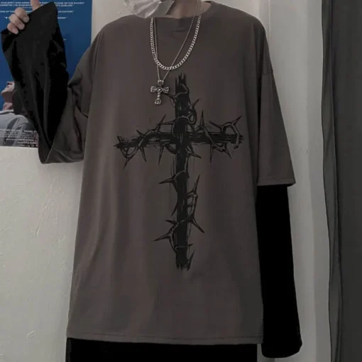 anime casual Long Sleeved Oversized T-Shirt Harajuku Streetwear Academia - Image 16