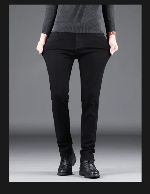Men's Pure Black Slim Jeans - Image 14