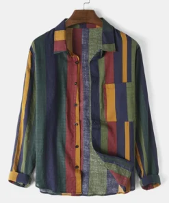 Colorful Vertical Stripes Loose Long Sleeve Shirt