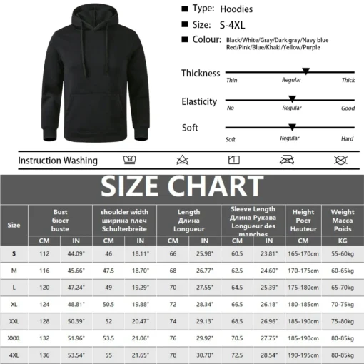 Men's Warm Sweatshirt Casual Solid Color - Image 13