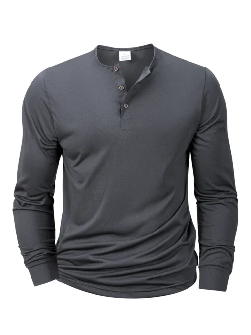 Long Sleeved Henley Neck Shirt - Image 5