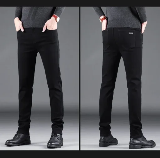 Men's Pure Black Slim Jeans - Image 10