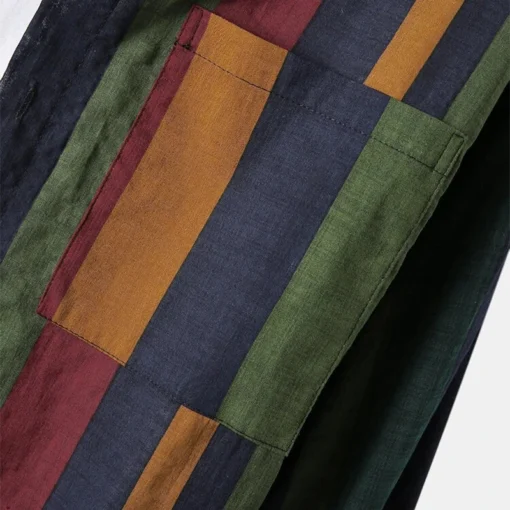 Colorful Vertical Stripes Loose Long Sleeve Shirt - Image 12