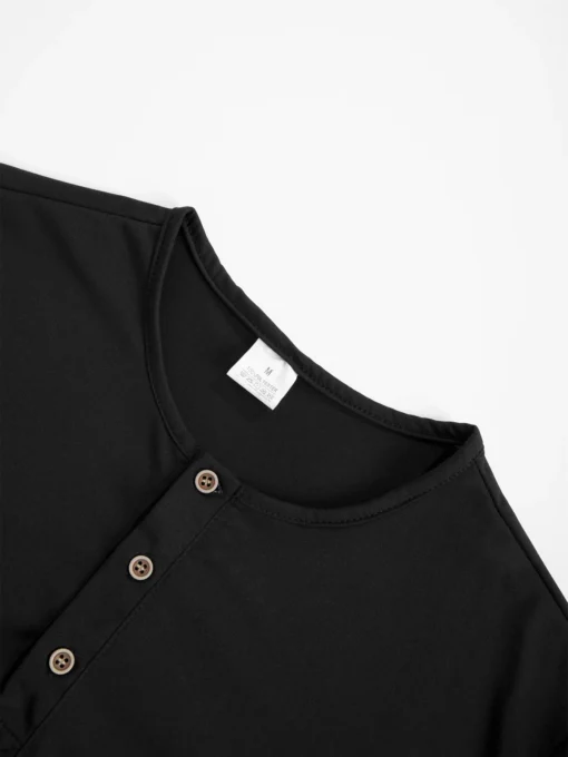 Long Sleeved Henley Neck Shirt - Image 10