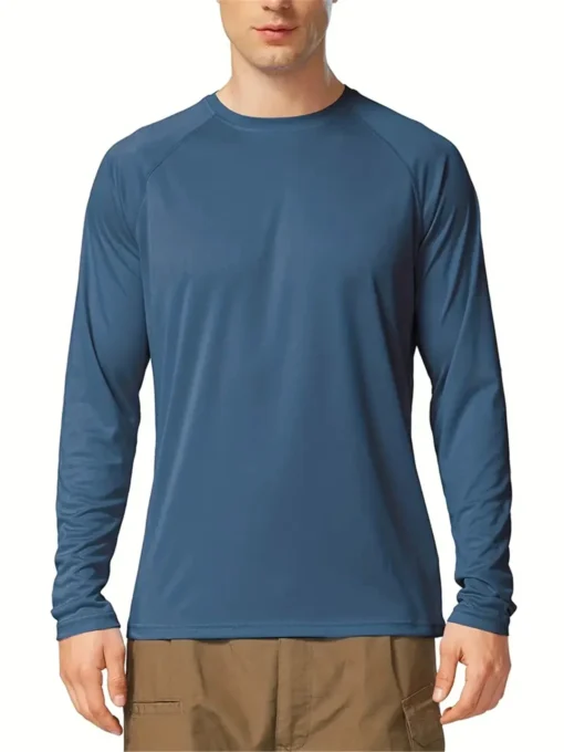 Men's Solid Casual Long Sleeve Tees UV Sun Protection - Image 4