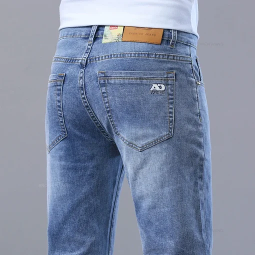 Spring Men's Light Blue Slim Jeans - Image 2