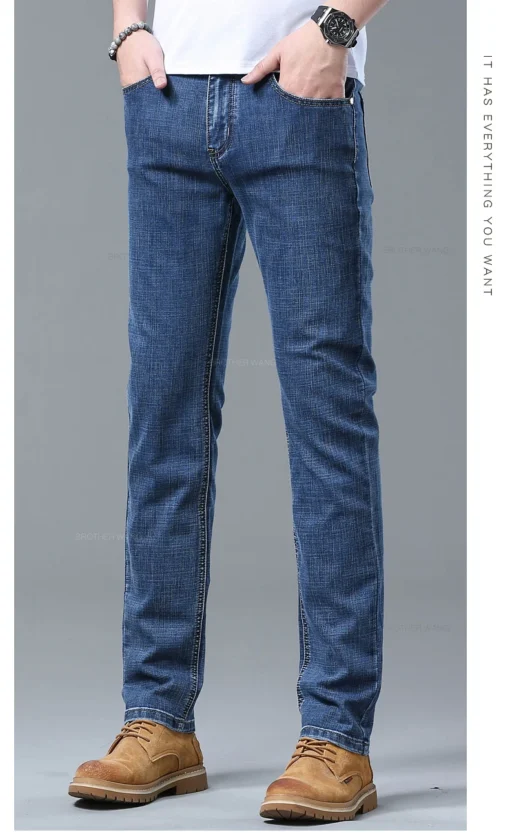 Spring Men's Light Blue Slim Jeans - Image 22