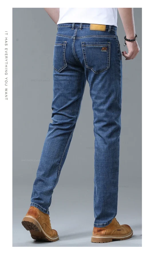 Spring Men's Light Blue Slim Jeans - Image 23