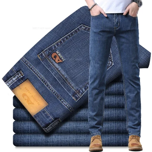 Spring Men's Light Blue Slim Jeans - Image 7