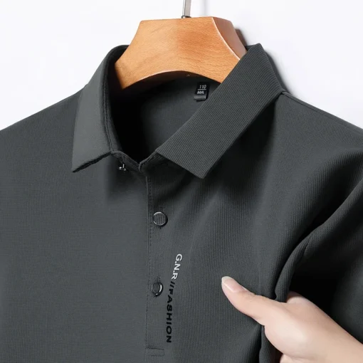 Men's Short Sleeve Solid Color Polo Shirt - Image 3