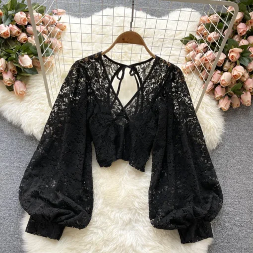Autumn Elegant Lace Blouse - Image 16