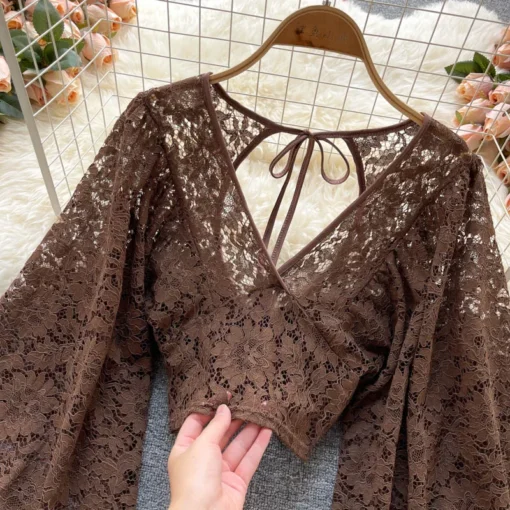 Autumn Elegant Lace Blouse - Image 34