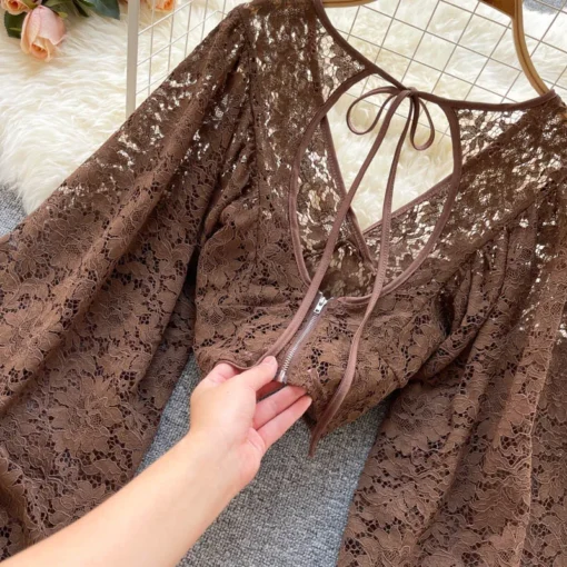 Autumn Elegant Lace Blouse - Image 45