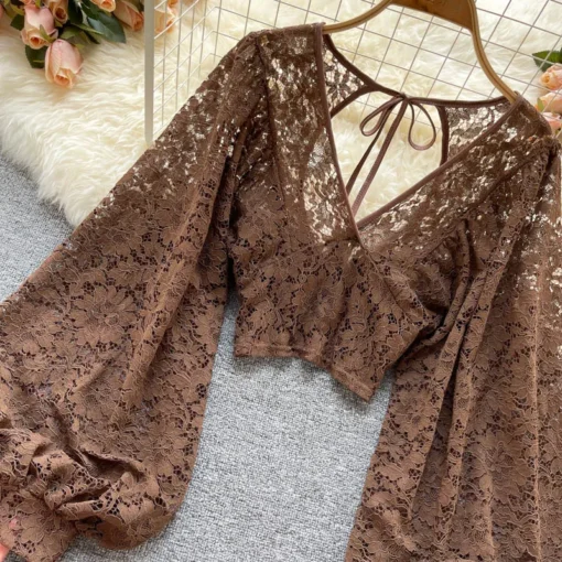 Autumn Elegant Lace Blouse - Image 31