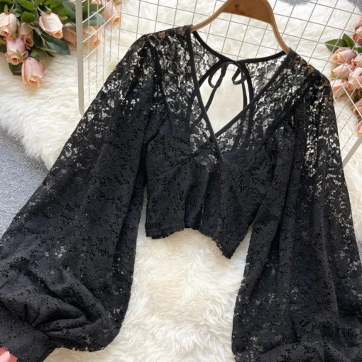 Autumn Elegant Lace Blouse - Image 23