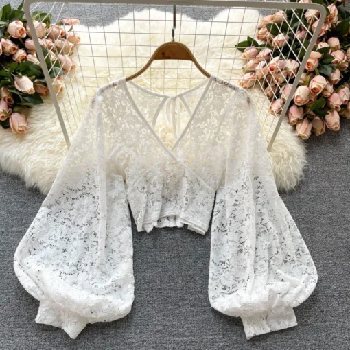 Autumn Elegant Lace Blouse - Image 12