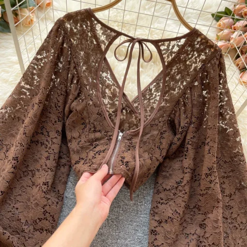 Autumn Elegant Lace Blouse - Image 44