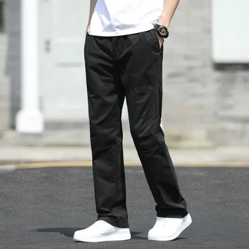 Solid Grey Versatile Work Wear Black Joggers - Image 17