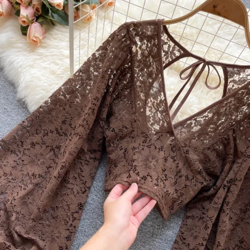 Autumn Elegant Lace Blouse - Image 35