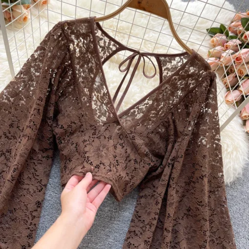 Autumn Elegant Lace Blouse - Image 36