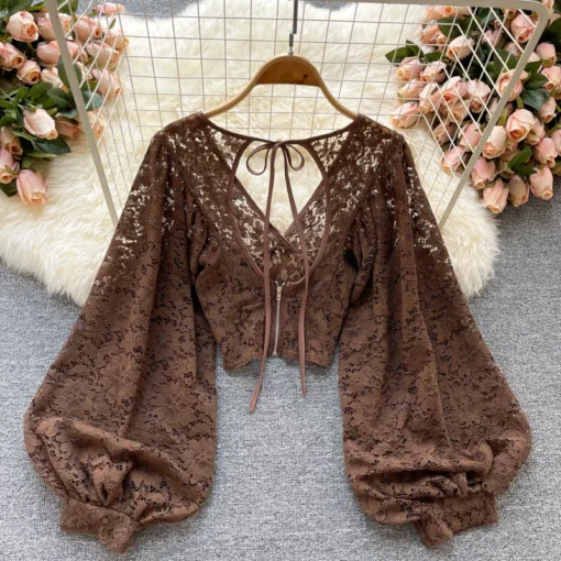 Autumn Elegant Lace Blouse - Image 41