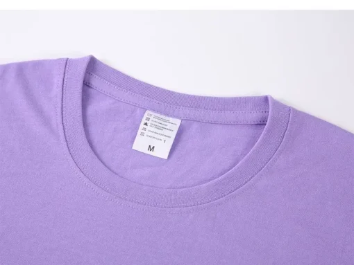 100% Cotton Solid Colour O Neck Short-sleeved Tops - Image 23