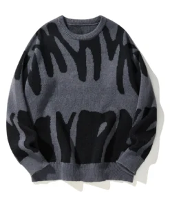 Irregular Jacquard Pattern Pullover Sweater