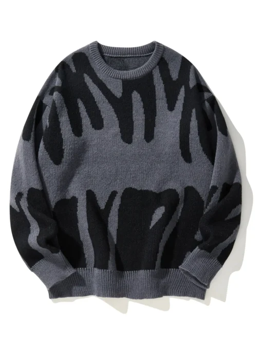 Irregular Jacquard Pattern Pullover Sweater