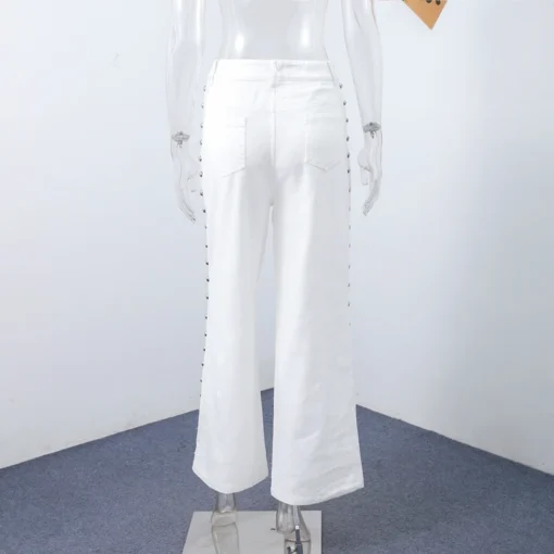 Metal Rivet High Waist Jeans - Image 32