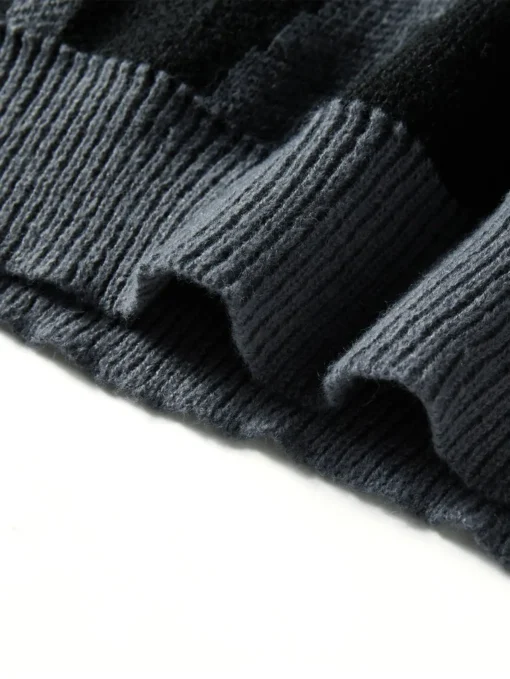 Irregular Jacquard Pattern Pullover Sweater - Image 5